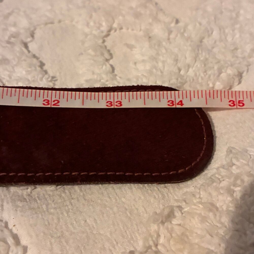 Lord & Taylor Plum Burgundy Suede Wide Belt with Gold Buckle Size Medium - Picture 6 of 7